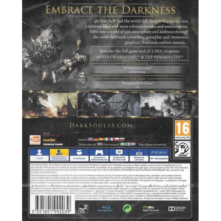 Dark Souls 3 The Fire Fades Game of The Year Edition PS4 Game