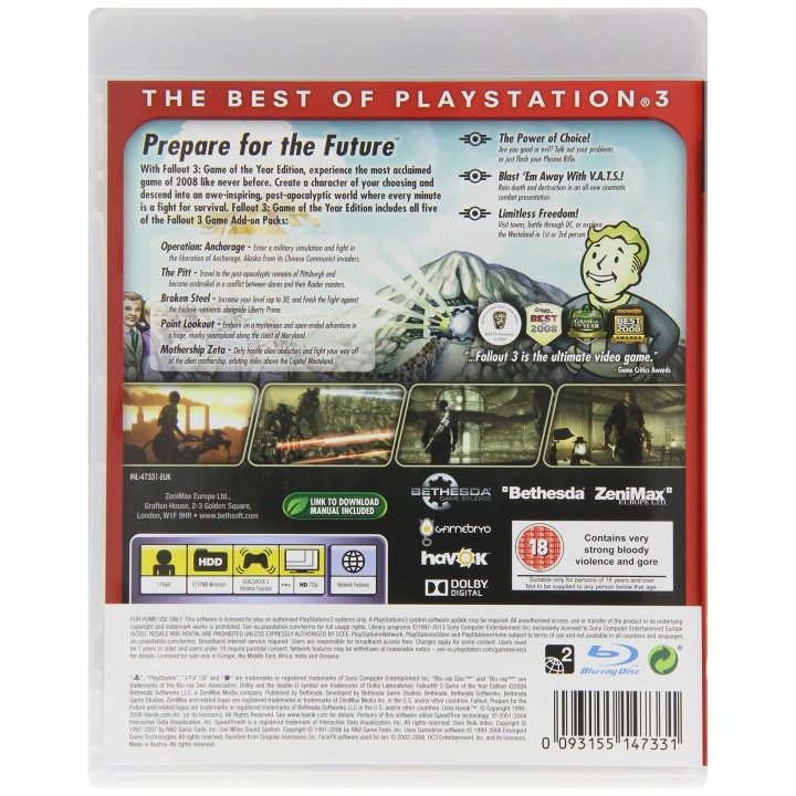 Fallout 3: Game of the Year Edition (Essentials) PS3 GAMES