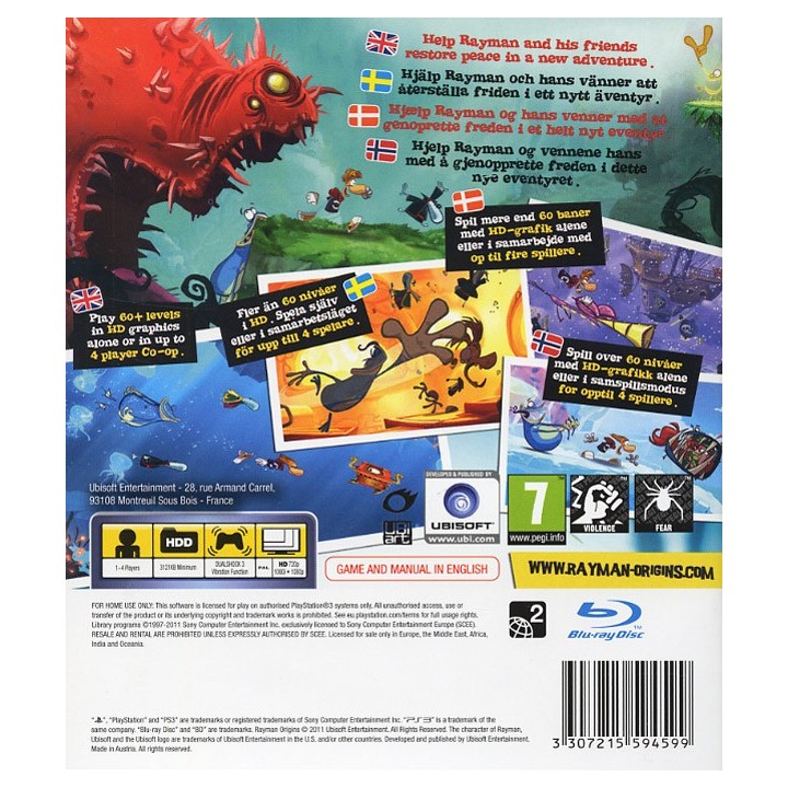 RAYMAN ORIGINS (Essentials) PS3 GAMES
