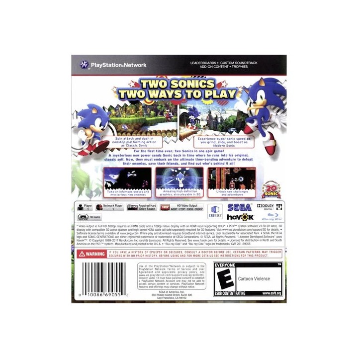 Sonic Generations (Essentials) PS3 GAMES