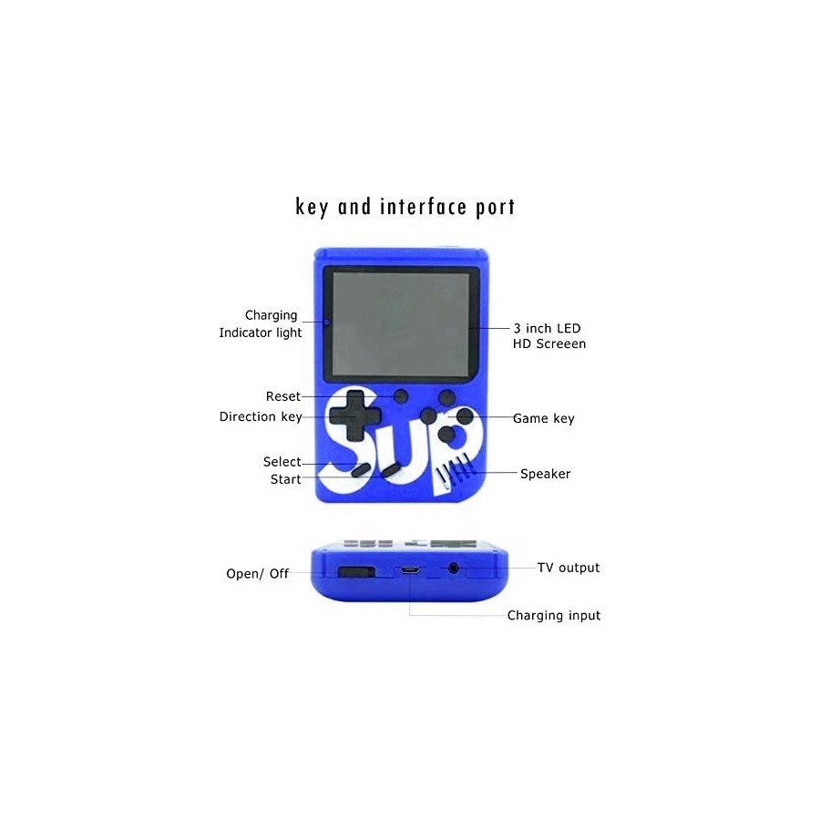 Ηλεκτρονική Παιδική Κονσόλα Χειρός Mini 8-Bit Μπλε για 6+ Ετών