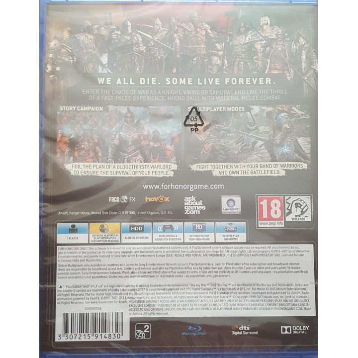For Honor Standard Edition PS4 Games