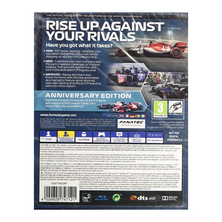 F1 2019 (Anniversary Edition) PS4 GAME Used-Μεταχειρισμένο