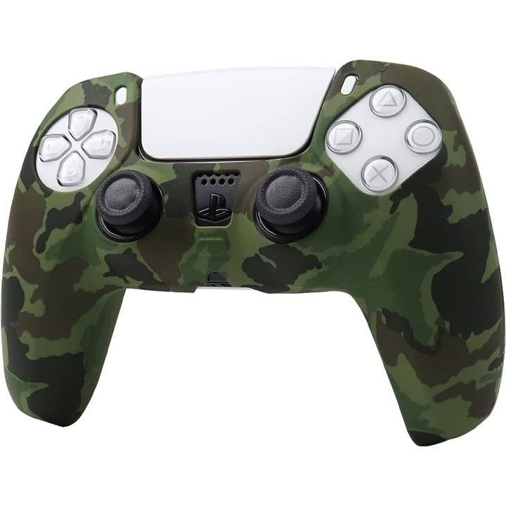 Silicone Sleeve Case Cover Skin for PS5 Gamepad Controller Handle Camo (Army Green)