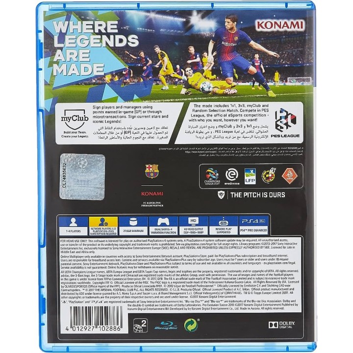 Pro Evolution Soccer 2018 PES 2018  (Ελληνικό-Ελληνική εκφώνηση) PS4 GAMES Used-Μεταχειρισμένο(CUSA-08251)