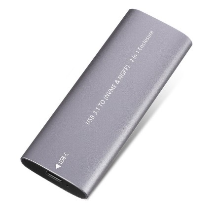 SSD Enclosure SHL-R320, USB 3.1 Type C - M.2 SATA+NVME Gray