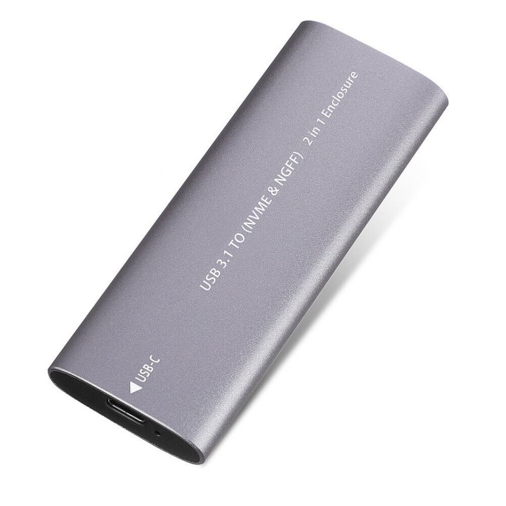 SSD Enclosure SHL-R320, USB 3.1 Type C - M.2 SATA+NVME Gray
