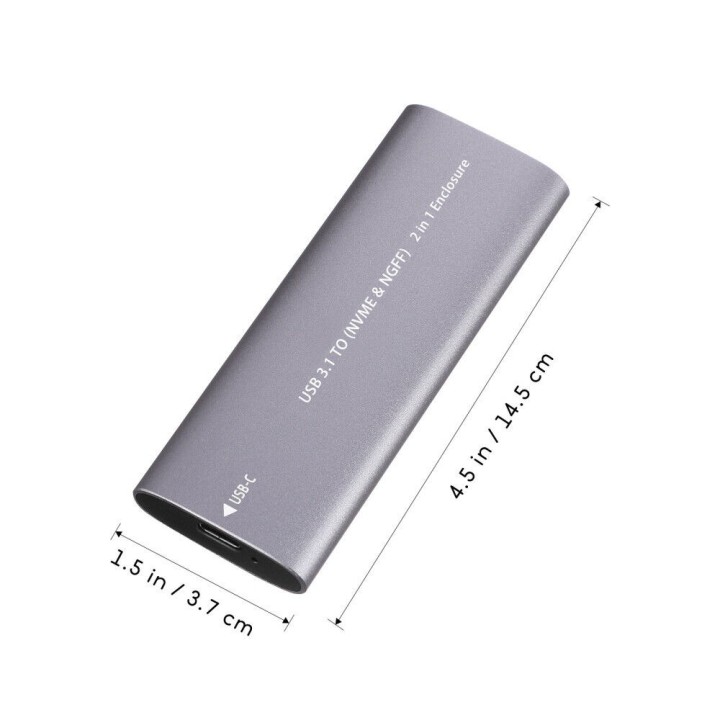 SSD Enclosure SHL-R320, USB 3.1 Type C - M.2 SATA+NVME Gray