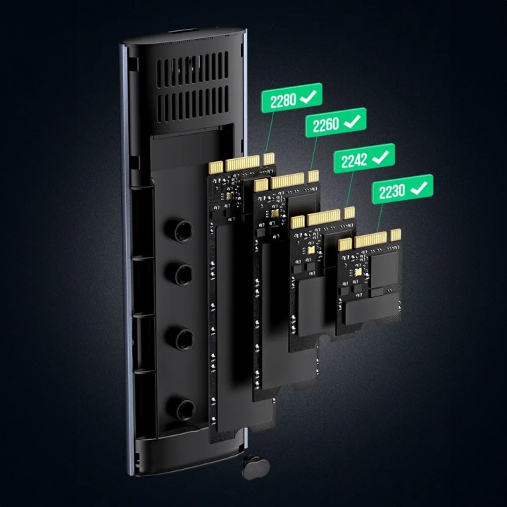SSD Enclosure SHL-R320, USB 3.1 Type C - M.2 SATA+NVME Gray