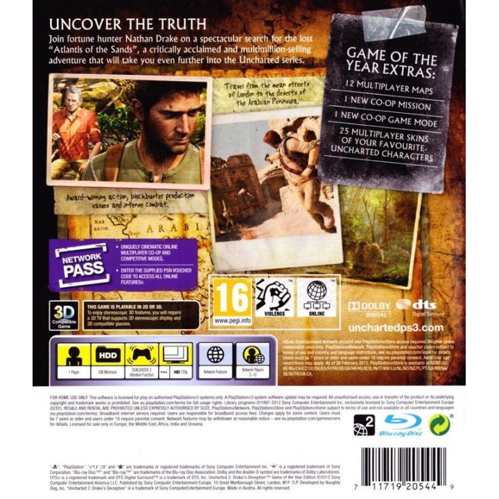UNCHARTED 3 Η Εξαπάτηση του Drake Ελληνικό PS3 GAMES (GAME OF THE YEAR)  Used-Μεταχειρισμένο