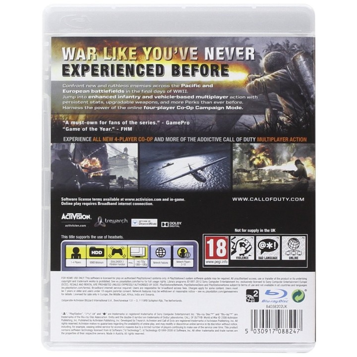 CALL OF DUTY WORLD AT WAR PS3 GAMES Used-Μεταχειρισμένο