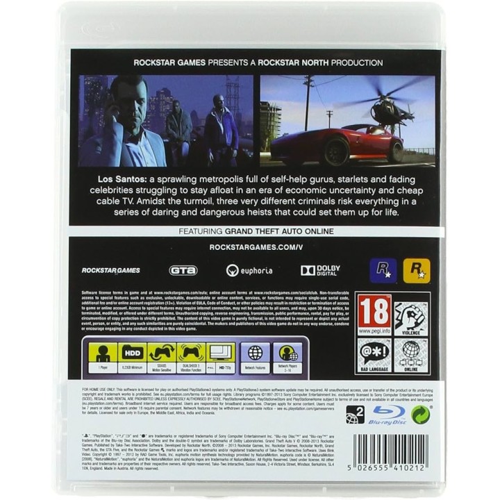 GRAND THEFT AUTO V GTA  PS3 GAMES Used-Μεταχειρισμένο(BLES-01807)