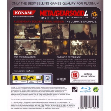 Metal Gear Solid 4 Guns Of The Patriots PLATINUM PS3 GAMES Used-Μεταχειρισμένο(BLES-00246/P)