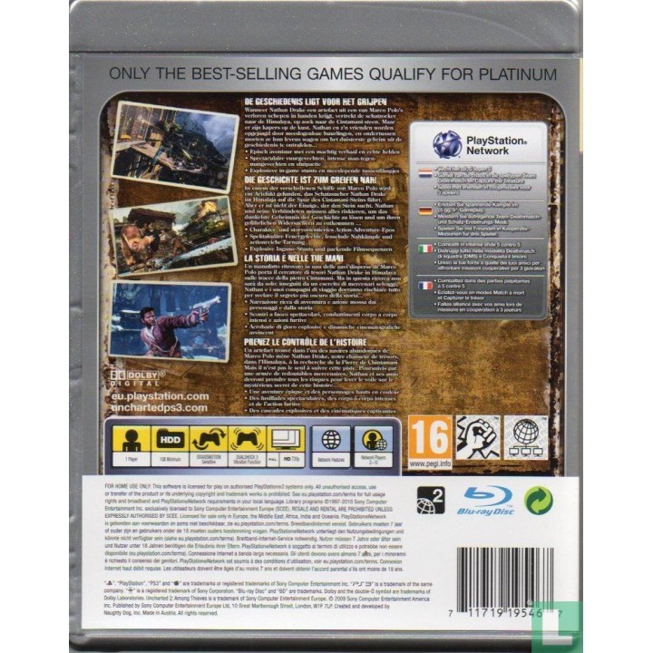 Uncharted 2: Among Thieves  PS3 GAMES (Platinum) Used-Μεταχειρισμένο