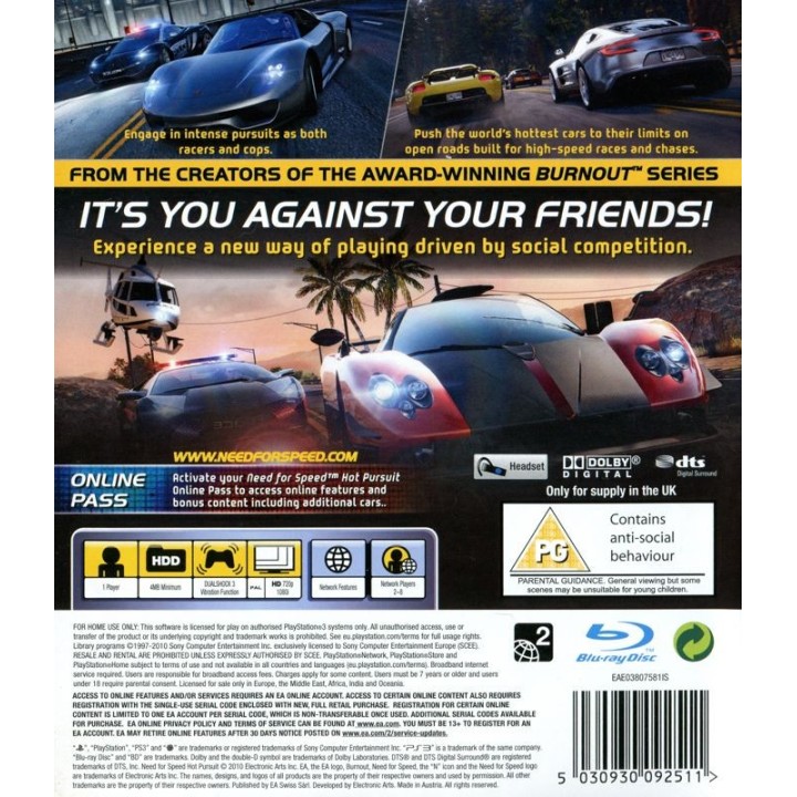 Need for Speed: Hot Pursuit PS3 Game Used-Μεταχειρισμένο
