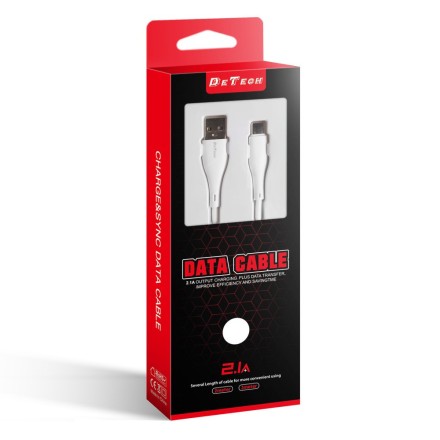 De Tech DE-44M2 Regular USB 2.0 to micro USB Cable Λευκό 2m (40267)