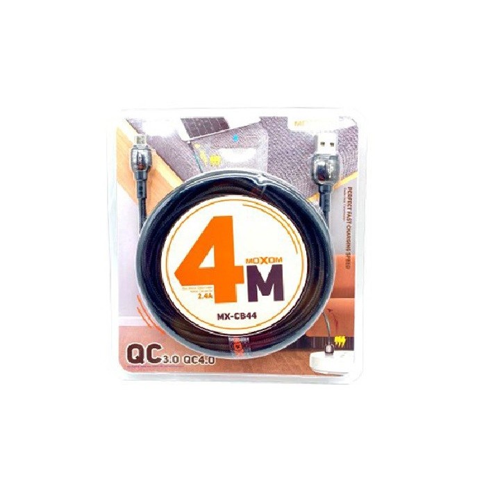 Καλώδιο φόρτισης 4 Μέτρα Micro USB MoXom MX-CB44 Swing 2.4A Μαύρο