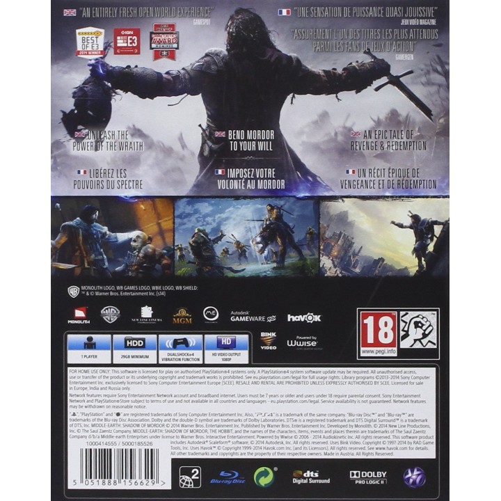 Middle Earth: Shadow Of Mordor PS4 Game Used-Μεταχειρισμένο