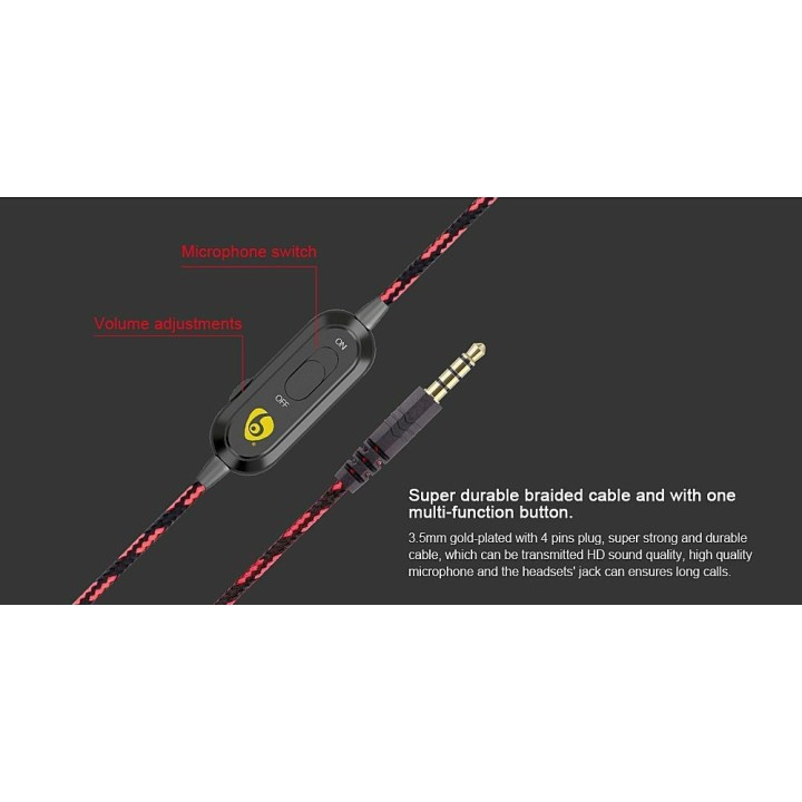 Ovleng OV-P1 On Ear Άκουστικά με Μικρόφωνο Gaming Headset με σύνδεση 3.5mm για PS4/Mobile/Laptop Χρώμα Μαύρο-Κόκκινο