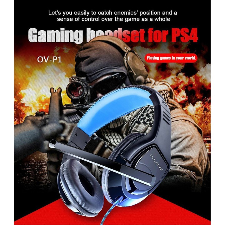 Ovleng OV-P1 On Ear Άκουστικά με Μικρόφωνο Gaming Headset με σύνδεση 3.5mm για PS4/Mobile/Laptop Χρώμα Μαύρο-Κόκκινο