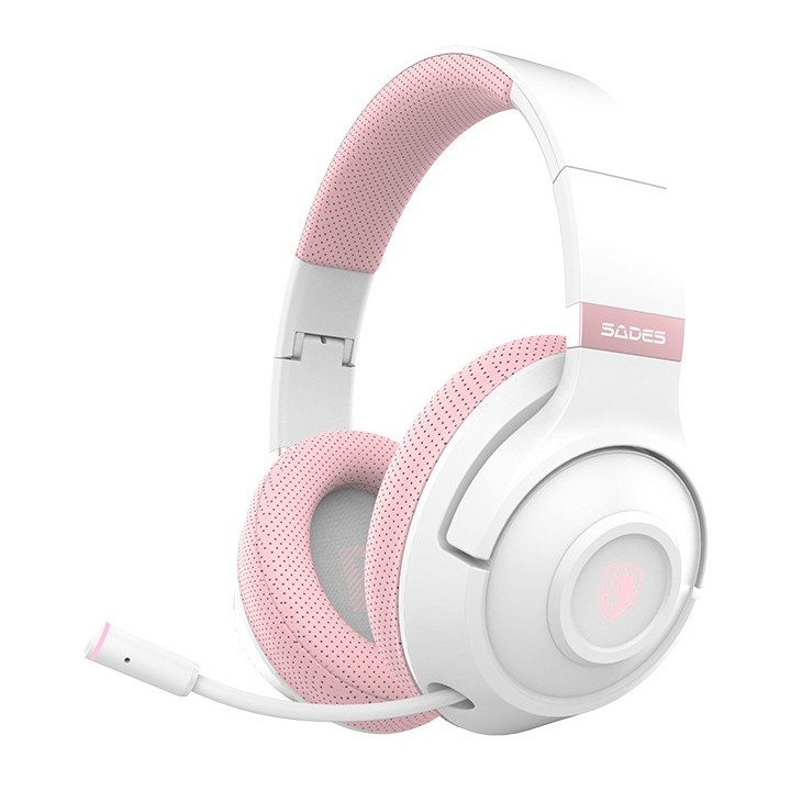 SADES gaming headset Whisper, wireless & wired, multiplatform, BLUETOOTH, ροζ