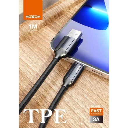 MOXOM MX-CB107  3A USB Data Cable QC 3.0 Fast Quick Charging  1 Meter High Speed BLACK