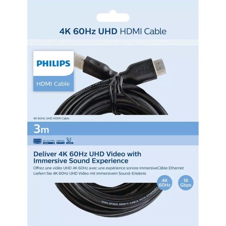 PHILIPS καλώδιο HDMI 2.0 SWV5531, 4K 3D, CCS, μαύρο, 3m