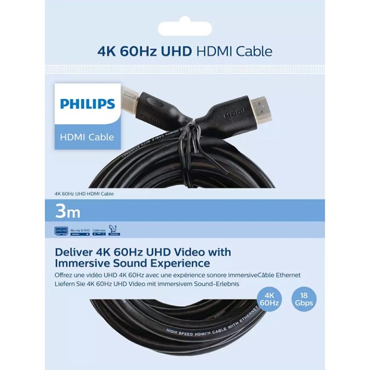 PHILIPS καλώδιο HDMI 2.0 SWV5531, 4K 3D, CCS, μαύρο, 3m
