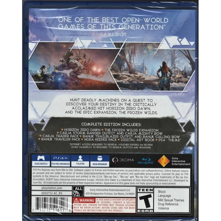 Horizon Zero Dawn Complete Edition PS4 Games Used-Μεταχειρισμένο Playstation Hits(CUSA-10212/H)