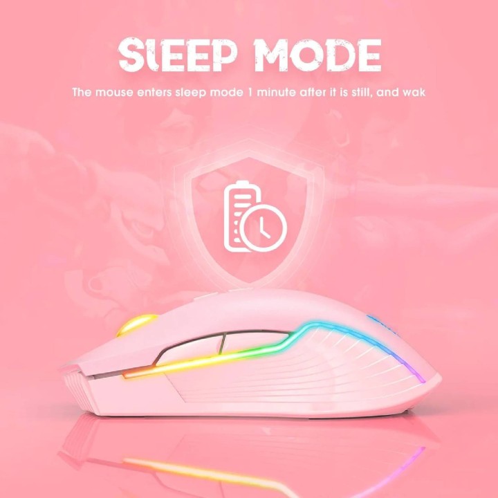 Onikuma CW905 Ασύρματο RGB Gaming Ποντίκι 3600 DPI Ροζ(769)