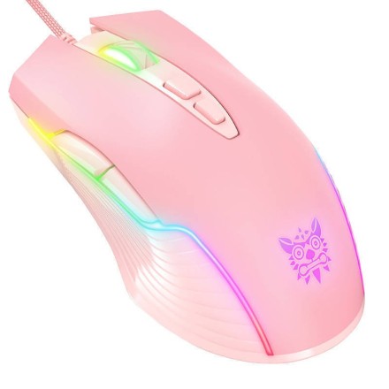 Onikuma CW905 RGB Gaming ενσύρματο Ποντίκι usb 6400 DPI Ροζ(766)