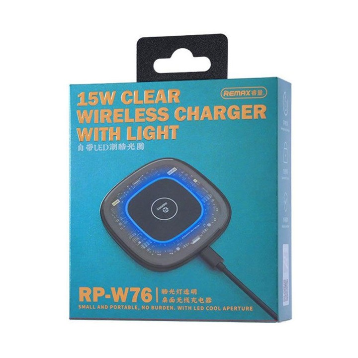 Remax Ασύρματος Φορτιστής (Qi Pad) 15W Μαύρος (RP-W76)