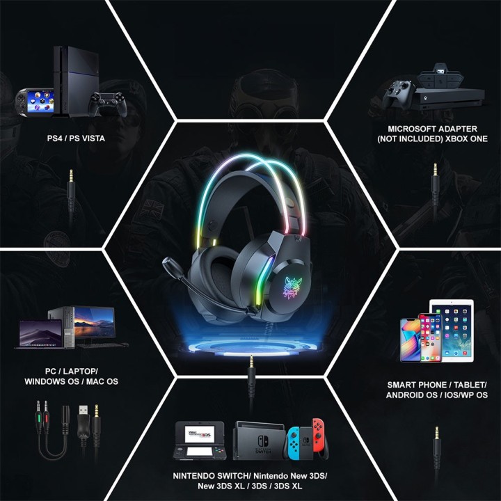 Onikuma X26 Over Ear Gaming Headset με σύνδεση 3.5mm Μαύρο