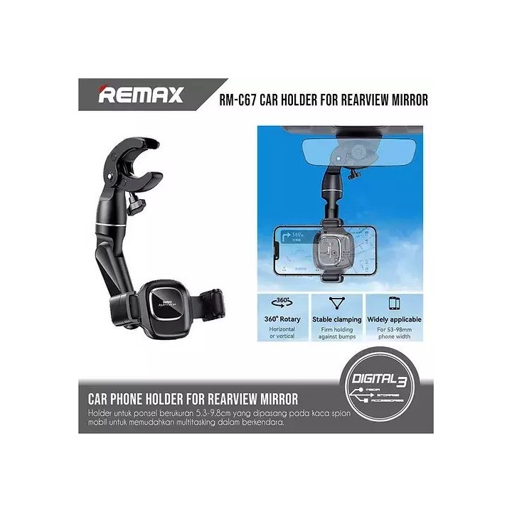 Remax Βάση Κινητού Αυτοκινήτου με Θήκη Μαύρη MR-C67