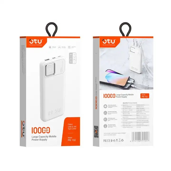 OTU Powerbank 10000mah with led display PB-102 Λευκό