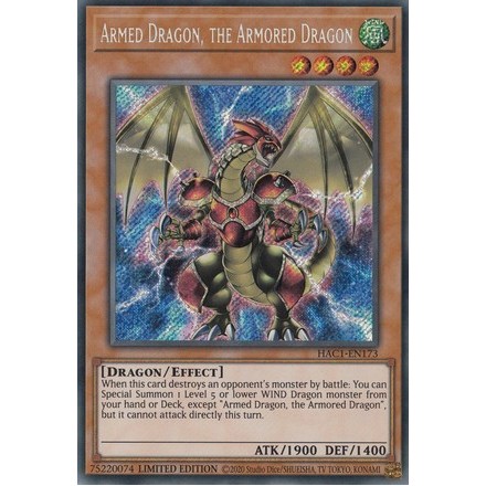 Armed Dragon, the Armored Dragon - HAC1-EN173 - Secret Rare Limited Edition Μονή Κάρτα
