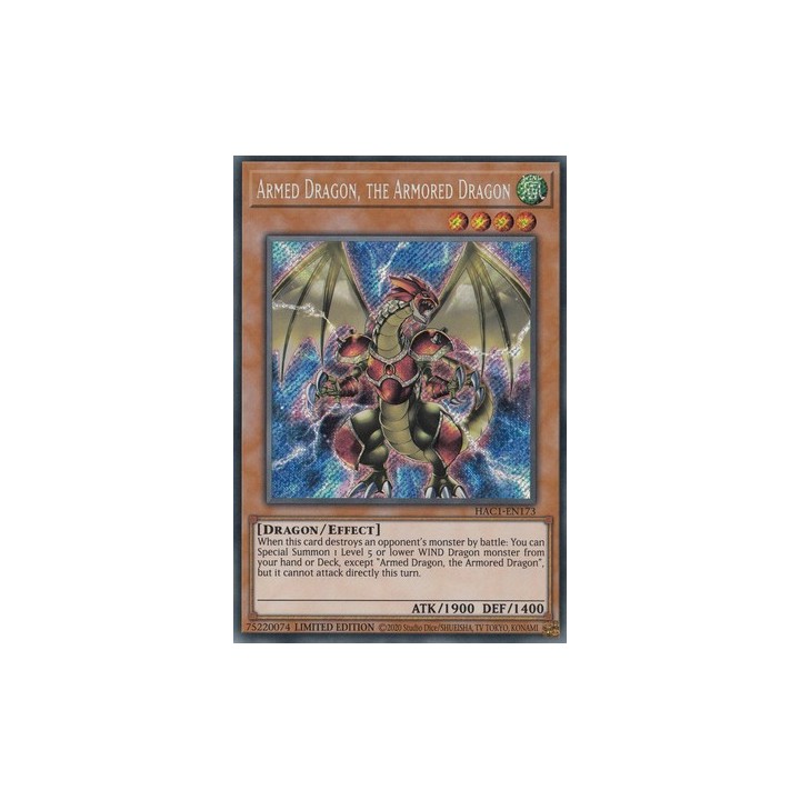 Armed Dragon, the Armored Dragon - HAC1-EN173 - Secret Rare Limited Edition Μονή Κάρτα