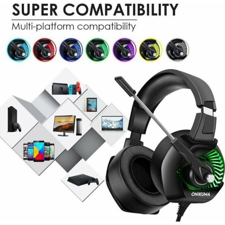 Onikuma K6 RGB Over Ear Gaming Headset με σύνδεση USB / 3.5mm