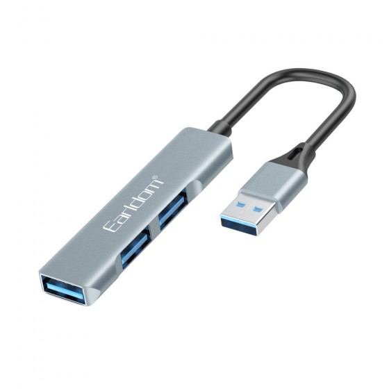 Earldom ET-HUB09 USB 2.0 Hub 3 Θυρών με σύνδεση USB-A Ασημί(40218)