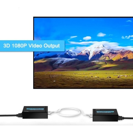 POWERTECH HDMI Video Extender CAB-H115, UTP cat5/6e έως 60m, Full HD, 3D