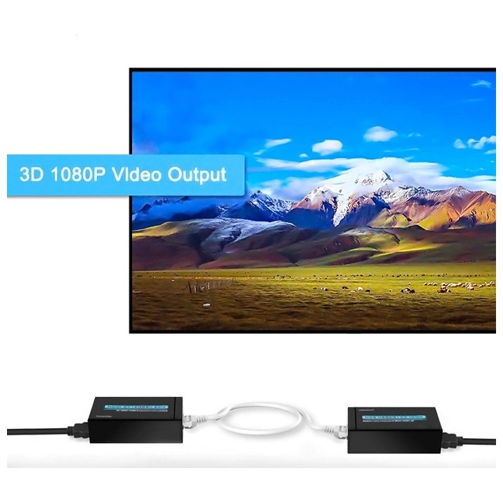 POWERTECH HDMI Video Extender CAB-H115, UTP cat5/6e έως 60m, Full HD, 3D