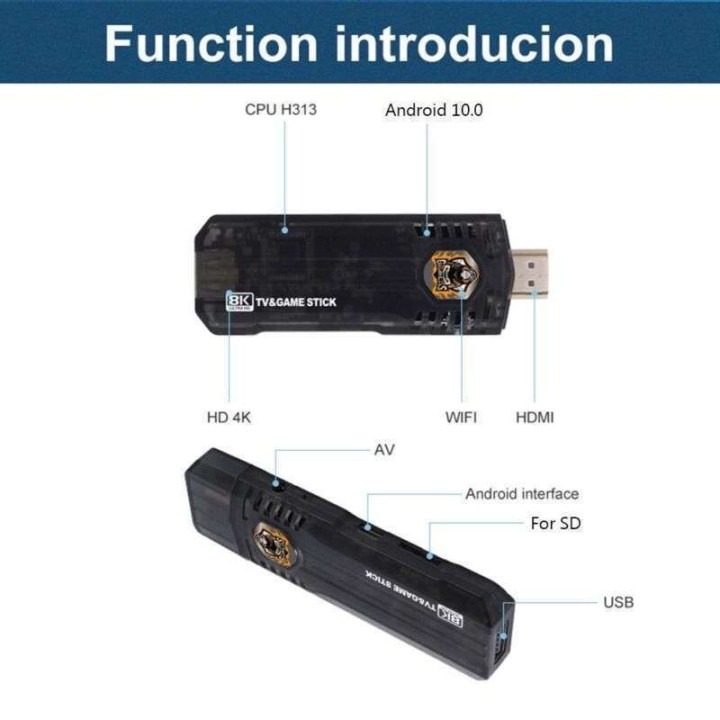 Κονσόλα παιχνιδιών 8k ultra HD android TV game dual system stick – Μαύρο