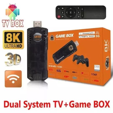 Κονσόλα παιχνιδιών 8k ultra HD android TV game dual system stick – Μαύρο