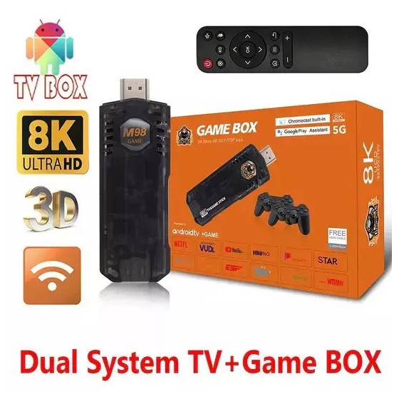 Κονσόλα παιχνιδιών 8k ultra HD android TV game dual system stick – Μαύρο