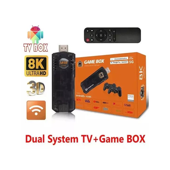 Κονσόλα παιχνιδιών 8k ultra HD android TV game dual system stick – Μαύρο