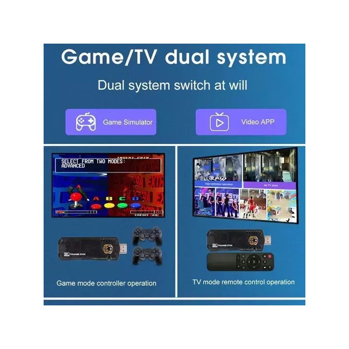 Κονσόλα παιχνιδιών 8k ultra HD android TV game dual system stick – Μαύρο