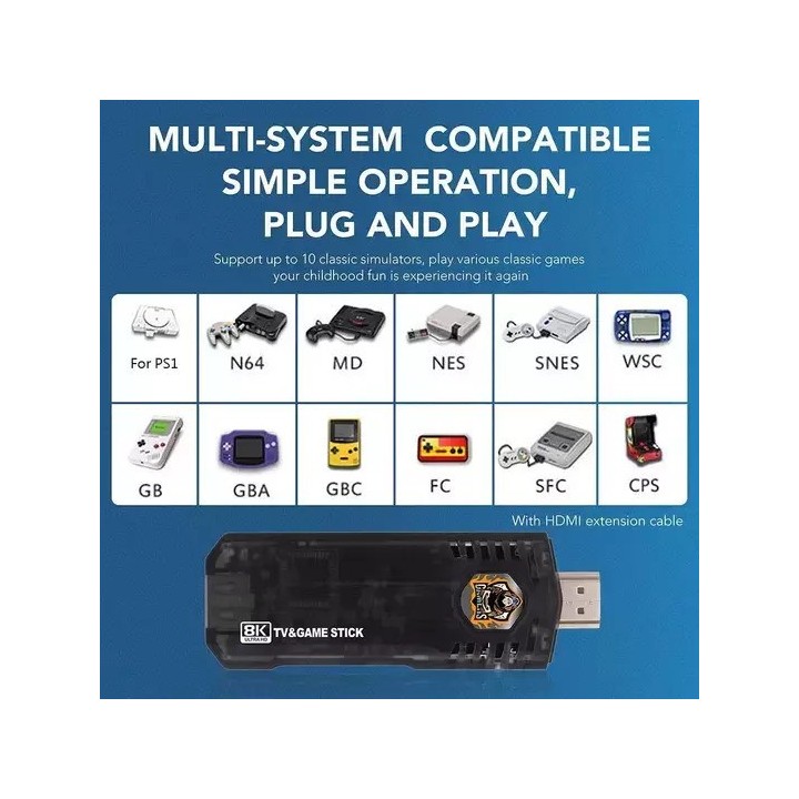 Κονσόλα παιχνιδιών 8k ultra HD android TV game dual system stick – Μαύρο