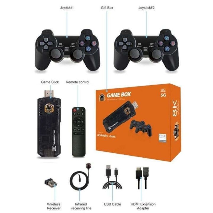 Κονσόλα παιχνιδιών 8k ultra HD android TV game dual system stick – Μαύρο