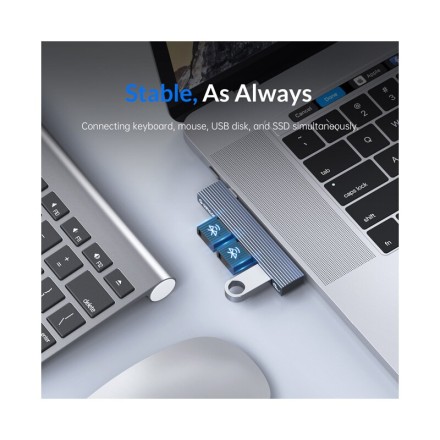 ORICO USB hub AH-W13, 3x θυρών, 5Gbps, USB-C σύνδεση, γκρι