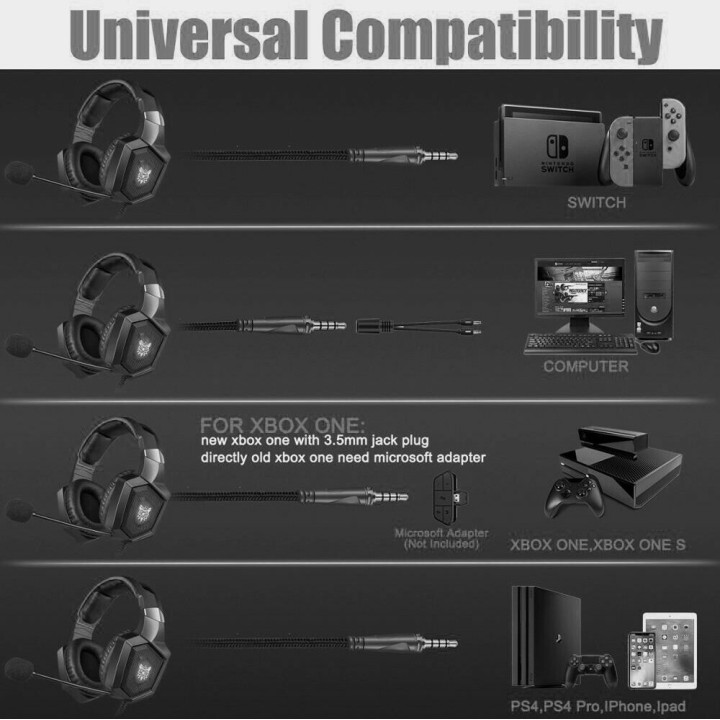 Onikuma K8 Over Ear Gaming Headset με σύνδεση 3.5mm / USB